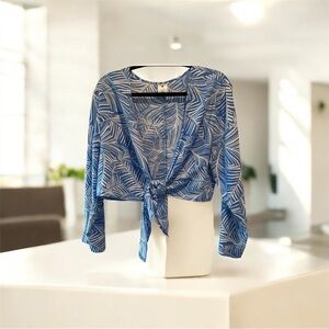 Blue Leaf Print Women's Top